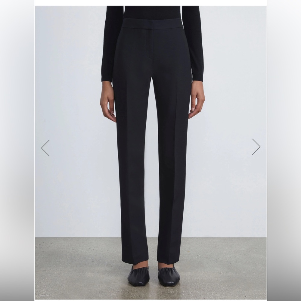 Lafayette 148 New York Black Wool Professional Straight Leg Designer Pants